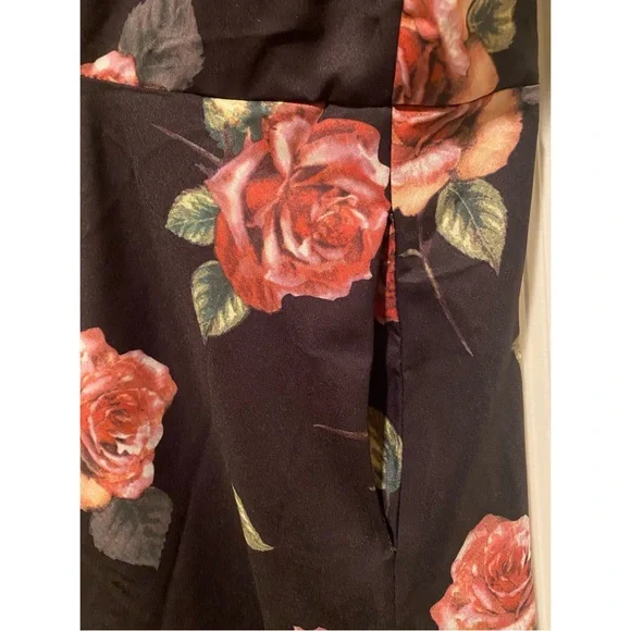 Unique Vintage Black & Pink Floral Ellias Swing Dress - Picture 8 of 10